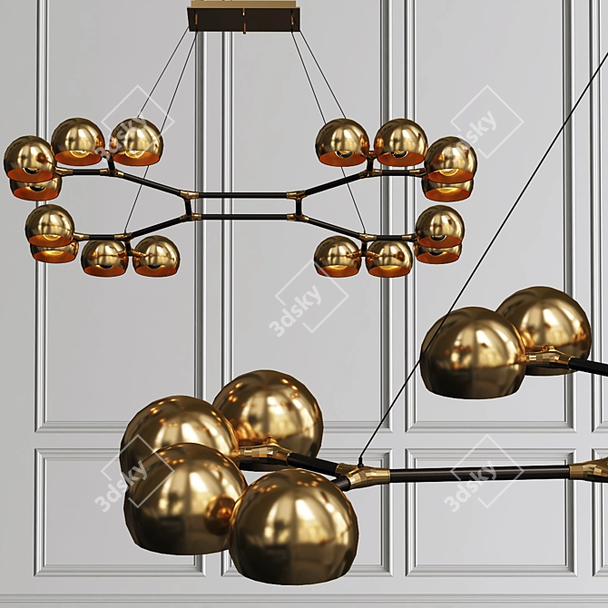 Exquisite Horus Gold Pendant Light 3D model image 1