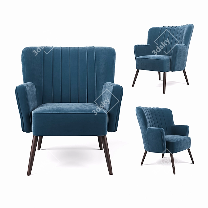 Elegant Velvet Armchair 3D model image 1