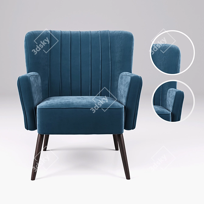 Elegant Velvet Armchair 3D model image 2