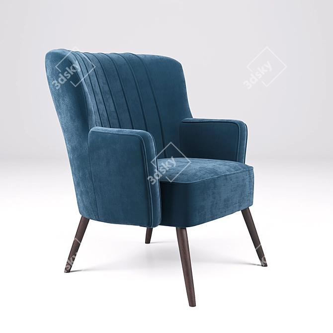 Elegant Velvet Armchair 3D model image 3