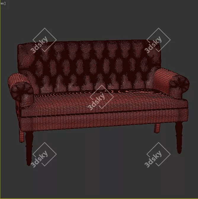 Elegante Velvet Sofa 3D model image 3