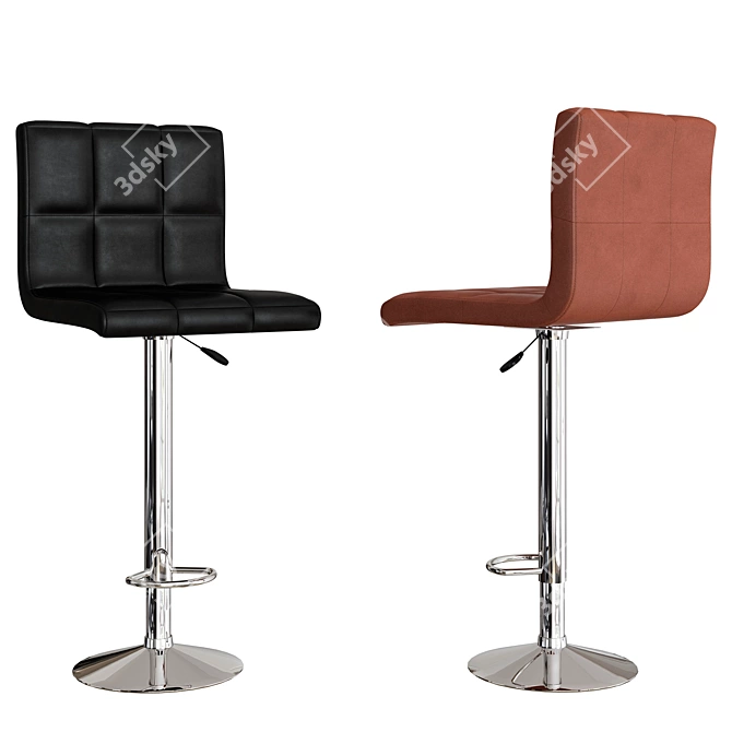 Sleek Leather Bar Chair 3D model image 1