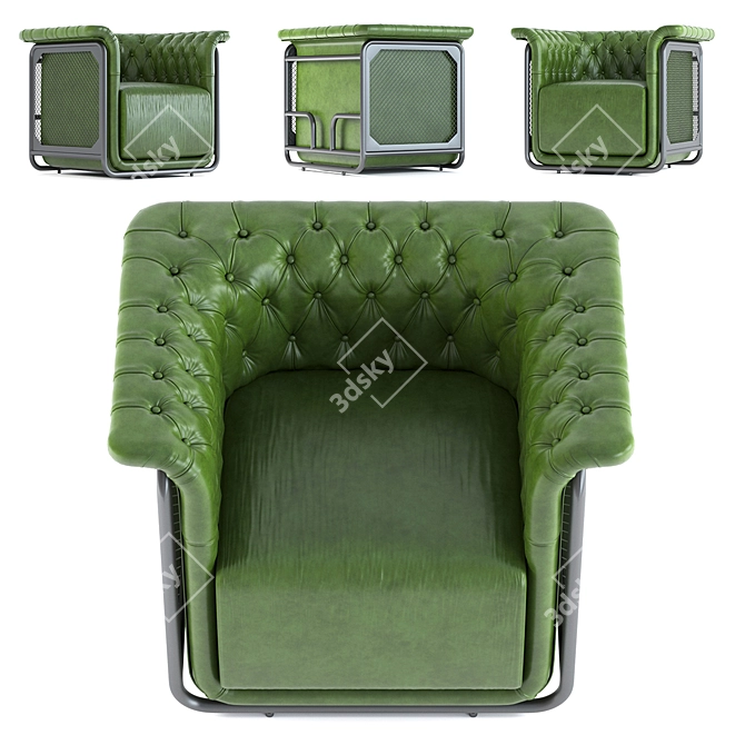 Luxury Chesterfield Armchair - Nenter 3D model image 2