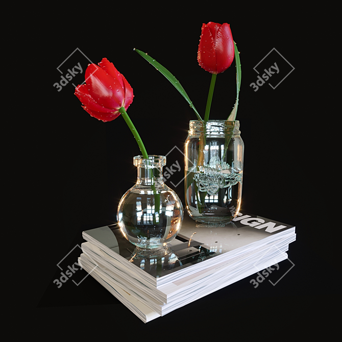 Blooming Beauty: Tulips in a Can 3D model image 1