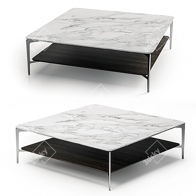 Modern Steel Coffee Table 3D model image 1