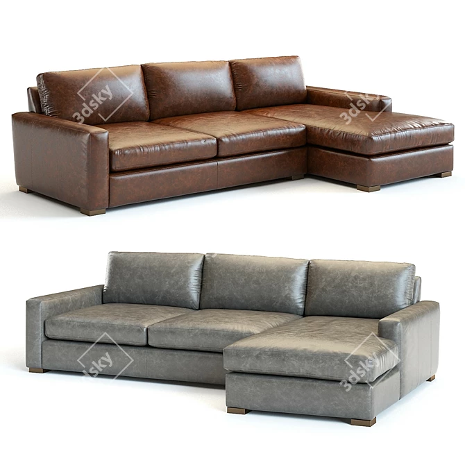 Luxury Maxwell Leather Sectional: High-Detailed 3D Model 3D model image 2