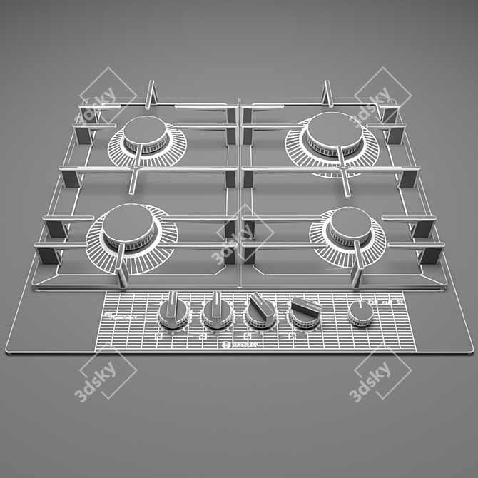 Bosch PCP6A5M90R Gas Cooktop 3D model image 3