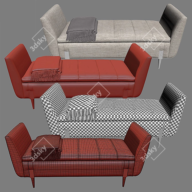 Baker Daydream Daybed: Art Deco-Inspired Seating 3D model image 3