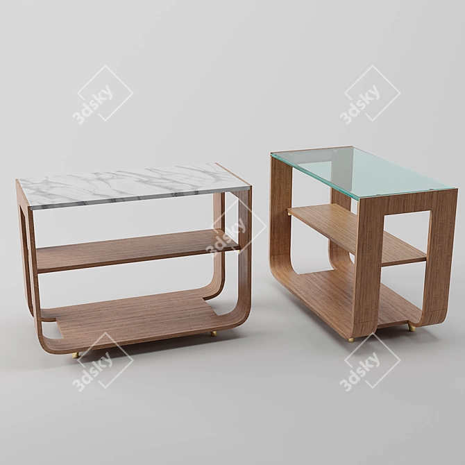 Marble and Glass Coffee Table 3D model image 1