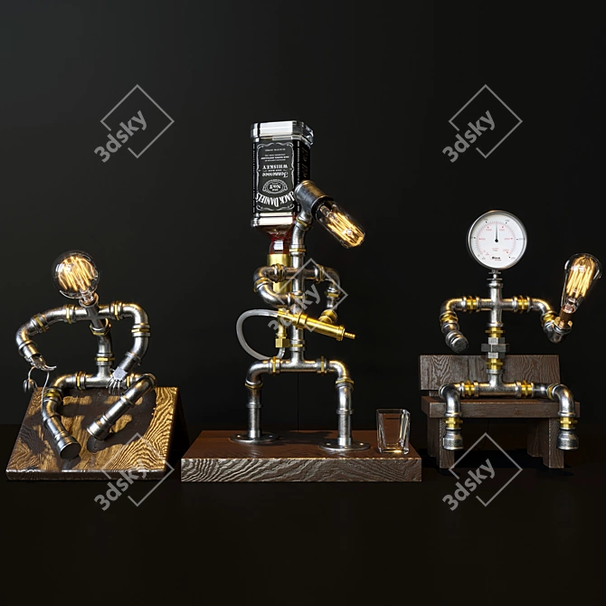 Elegant 3-Piece Decorative Pipelight Set 3D model image 2