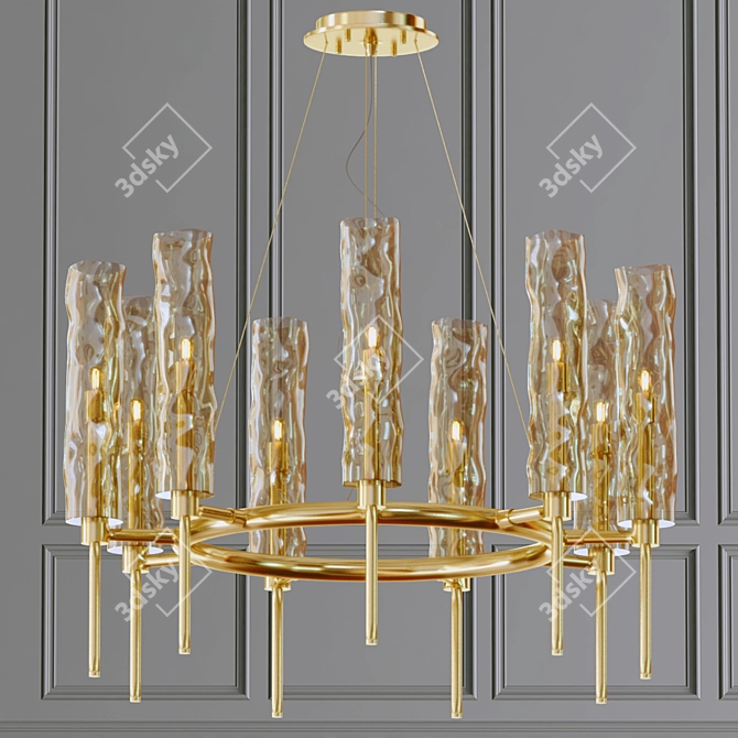 Elegant Nine-Light Chandelier 3D model image 1