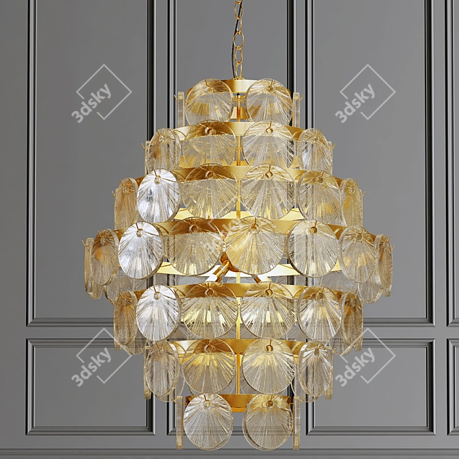 Elegant Lunaria Metal Chandelier 3D model image 1