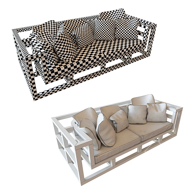 Vintage Chic Skeleton Sofa 3D model image 3