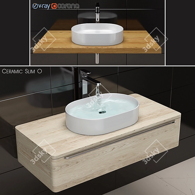 RAVAK Ceramic Slim O Wash Basin 3D model image 1