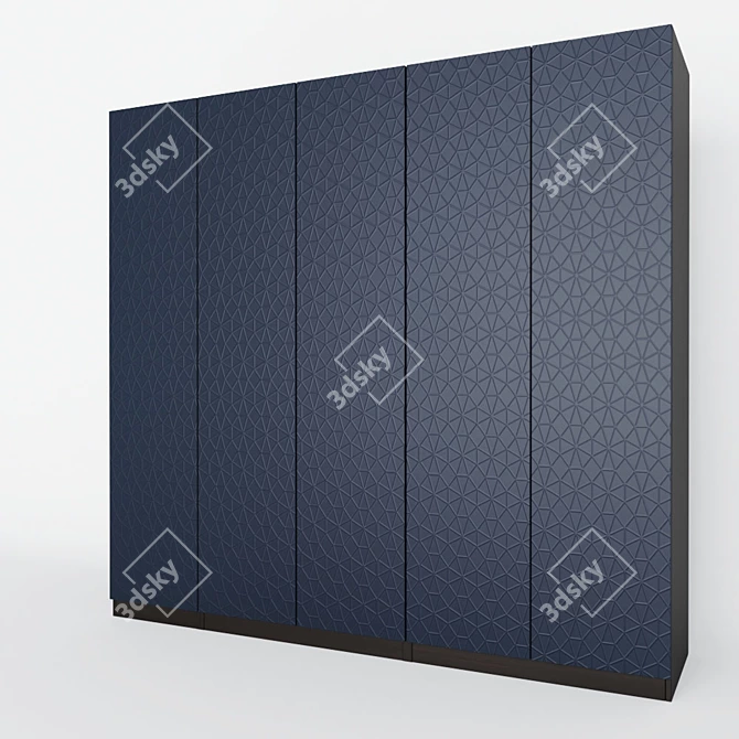 Sleek Dark Wardrobe with Abstract Relief Ornament 3D model image 3