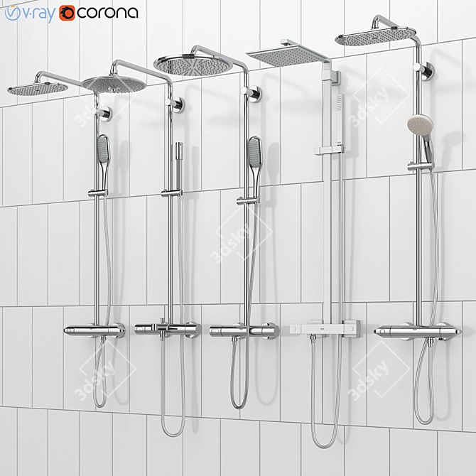 GROHE Rainshower Set: Luxury Shower Systems. 3D model image 1