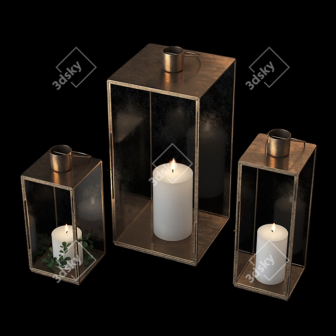 Enchanting Antique Brass Lanterns 3D model image 1