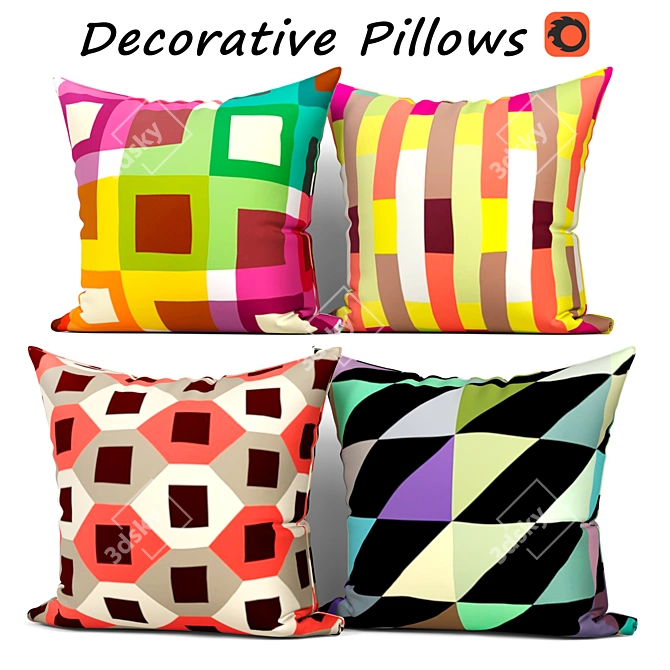 Winter Decor Pillows Set 3D model image 1