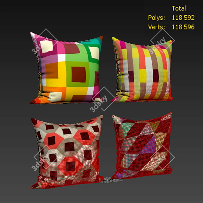 Winter Decor Pillows Set 3D model image 2