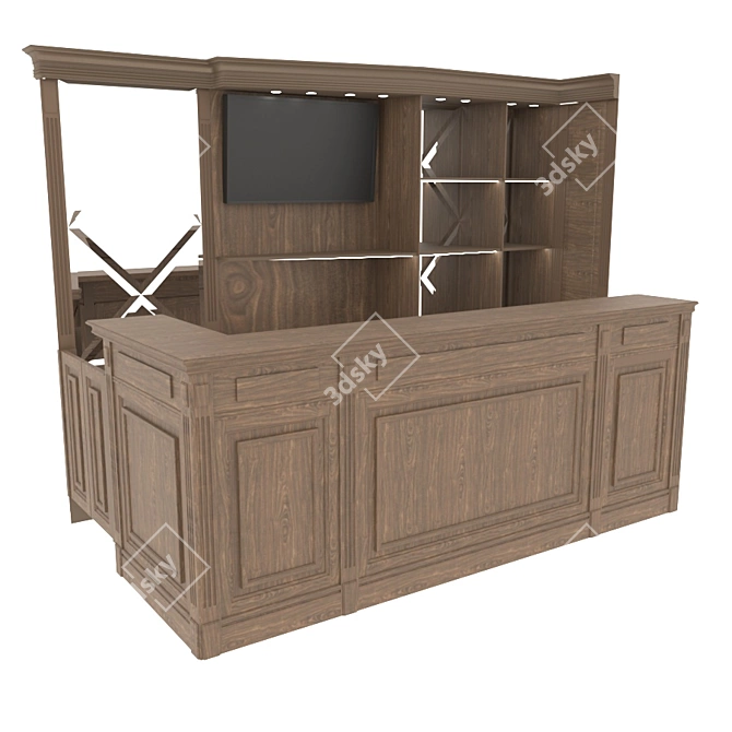 Stylish Bar Counter with Workspace 3D model image 1