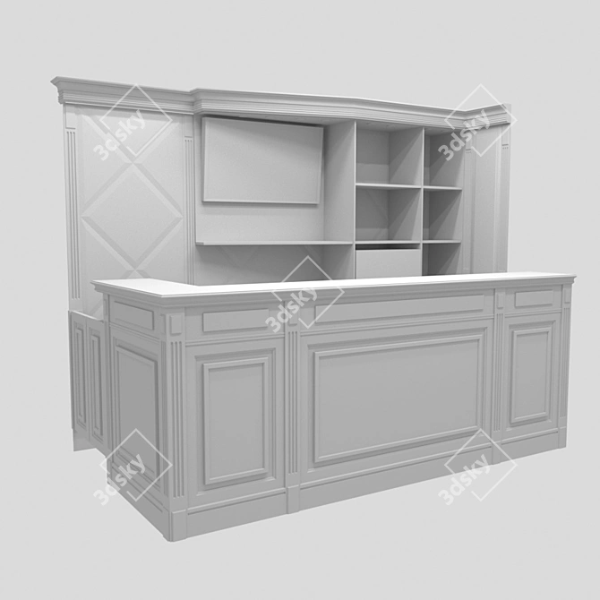 Stylish Bar Counter with Workspace 3D model image 2