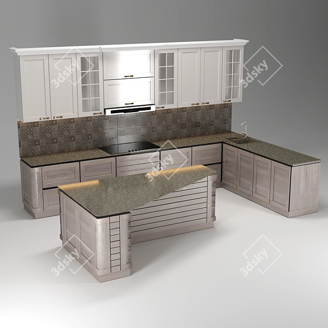 Modern Spacious Kitchen Block 3D model image 1