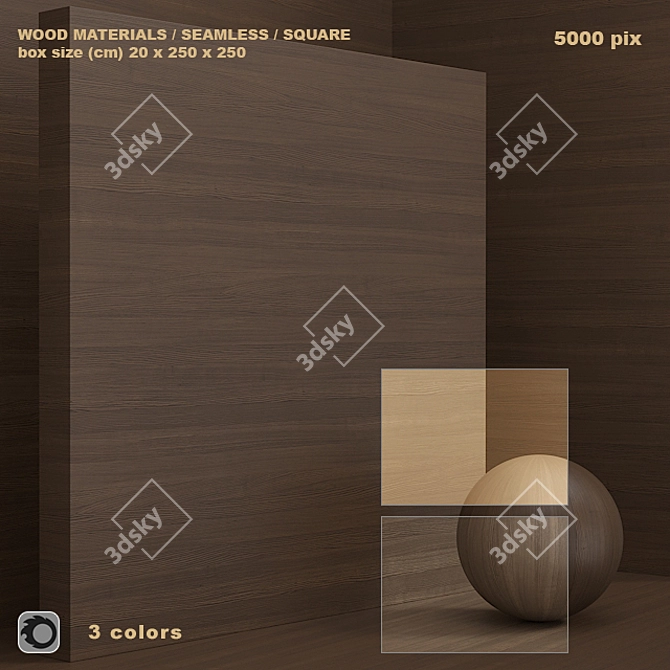 Seamless Wood Veneer Box Set 3D model image 1