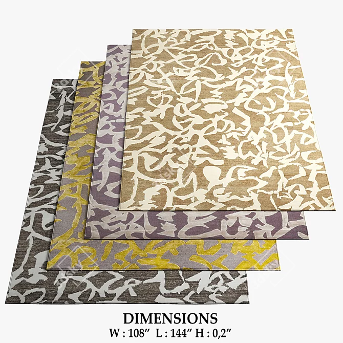 Brushed Warli Pattern Indoor Handknotted Rugs 3D model image 1