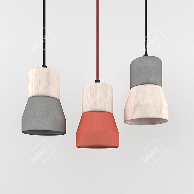 Cement Wood Pendant Lamp 3D model image 1