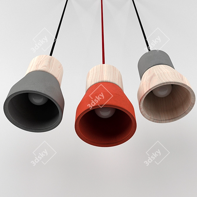 Cement Wood Pendant Lamp 3D model image 2