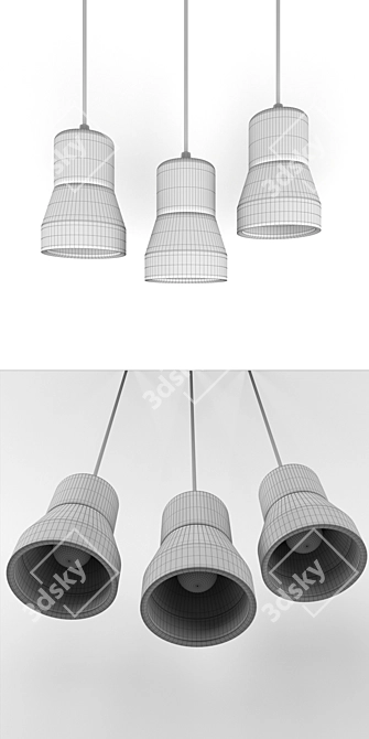 Cement Wood Pendant Lamp 3D model image 3