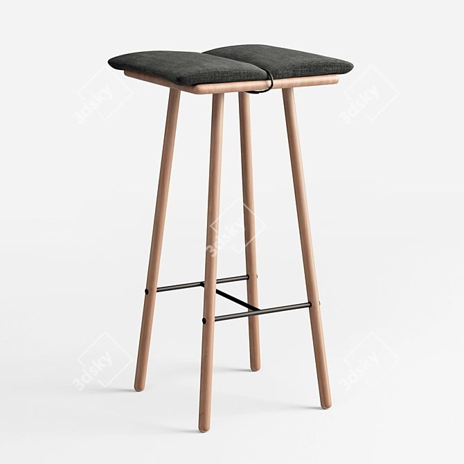 Natural Oak Counter Stool 3D model image 1