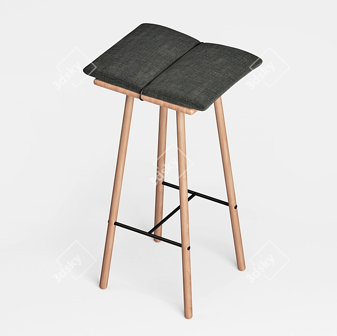 Natural Oak Counter Stool 3D model image 2