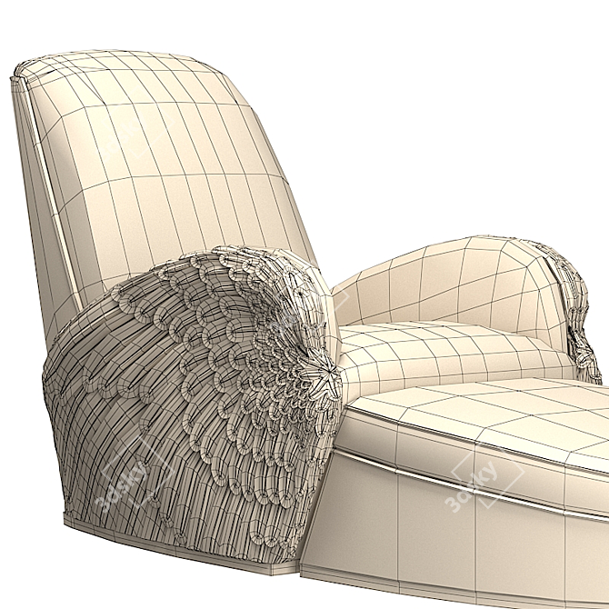 Gilded Angel Wing Chair: Luxurious Ottoman Armchair 3D model image 3