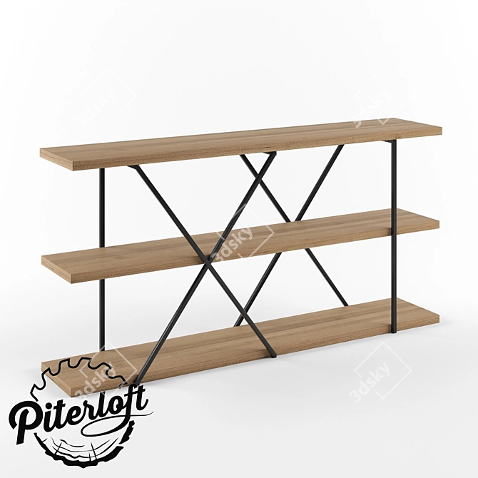 Industrial Wood and Metal Shelving 3D model image 1