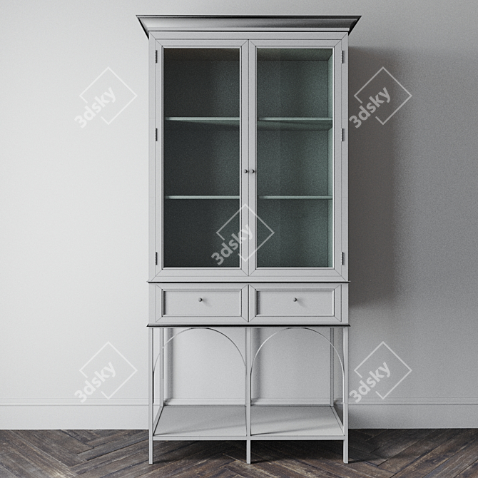 Elegant Glass Wardrobe - 1080x2000x410mm 3D model image 2