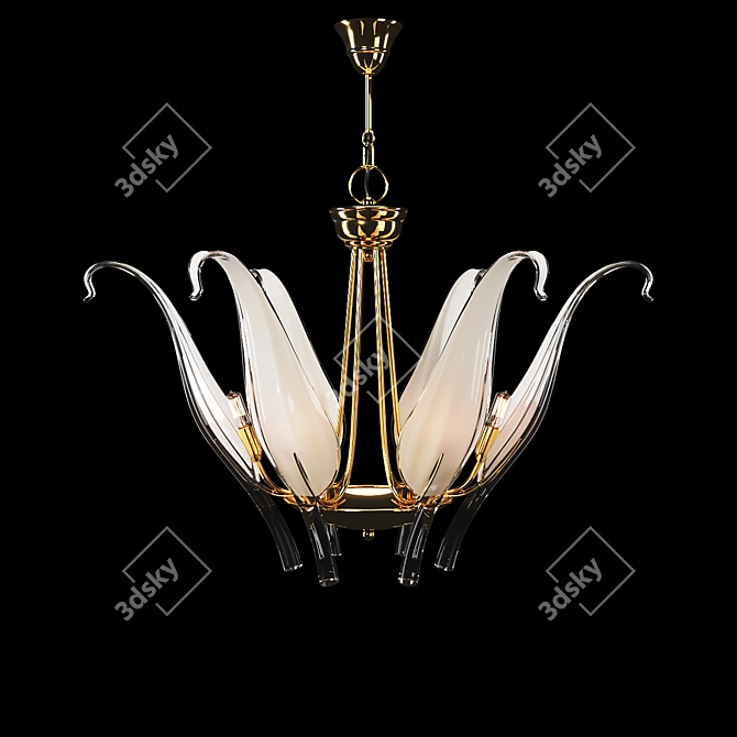 Vintage Murano Glass Iris Leaves Chandelier 3D model image 1