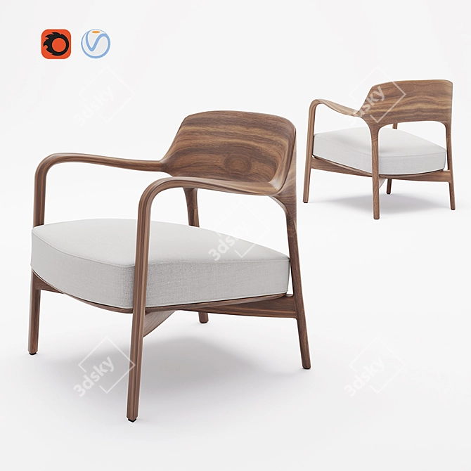 Elegant Louis Armchair 3D model image 2