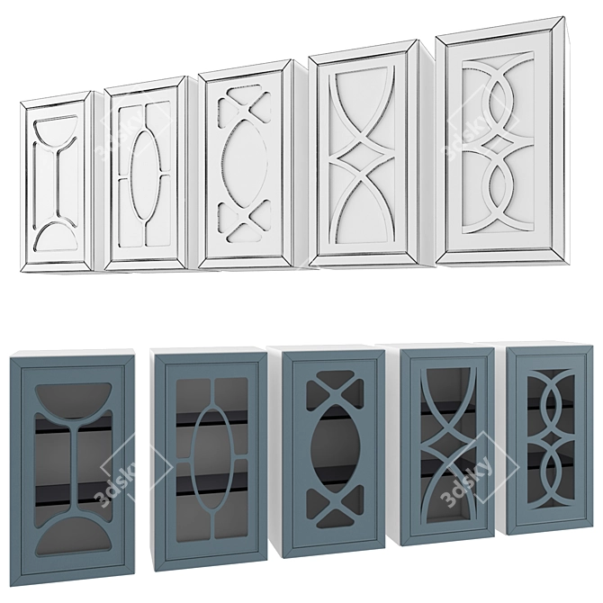 Modern Geometry Spline Cabinet 3D model image 2