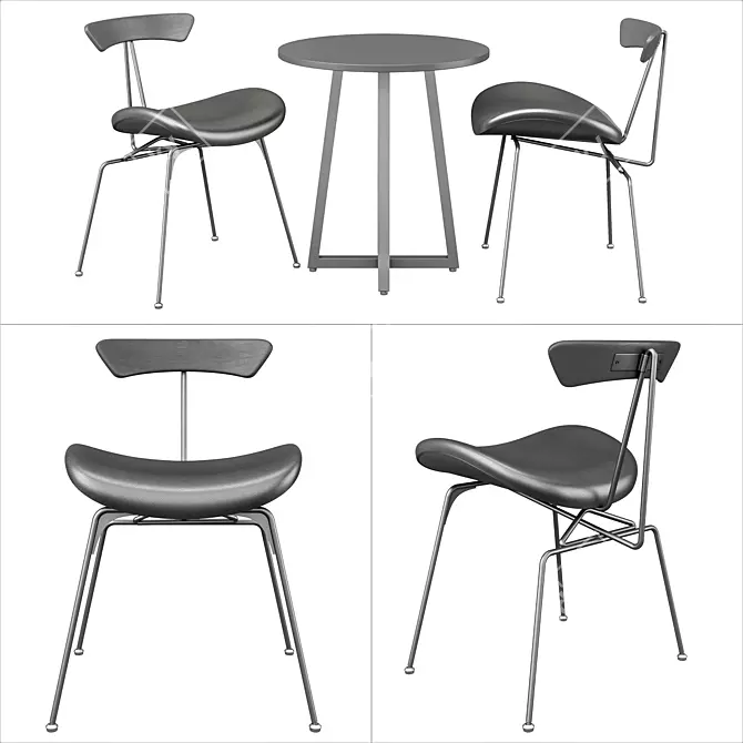 Title: Elegant Café Chair Set 3D model image 1