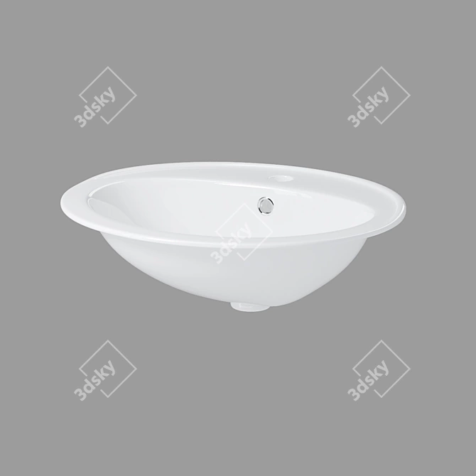 Modern Round Inset Sink: Calla 54, White 3D model image 1