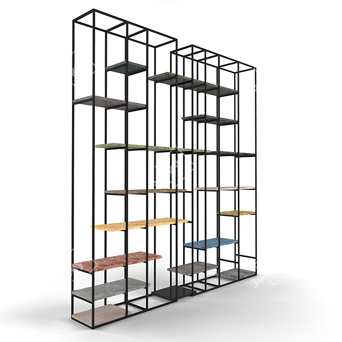 Metal Marble Separator: Versatile Bookshelf & Decorative Accent 3D model image 2