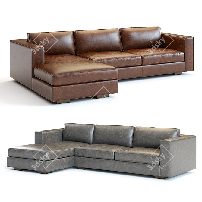 Restoration Hardware Maddox Leather Chaise: High-Detailed 3D Model 3D model image 1