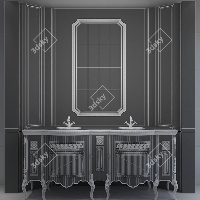 Elegant JC Classic Bathroom Set 3D model image 2