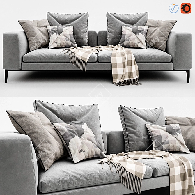 Elegant 3D Michel Sofa 3D model image 1