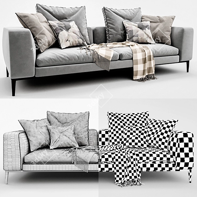 Elegant 3D Michel Sofa 3D model image 3