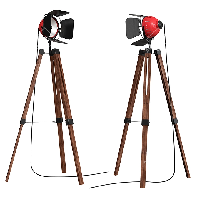 Vintage Retro Red Headlight LED Floor Lamp 3D model image 1