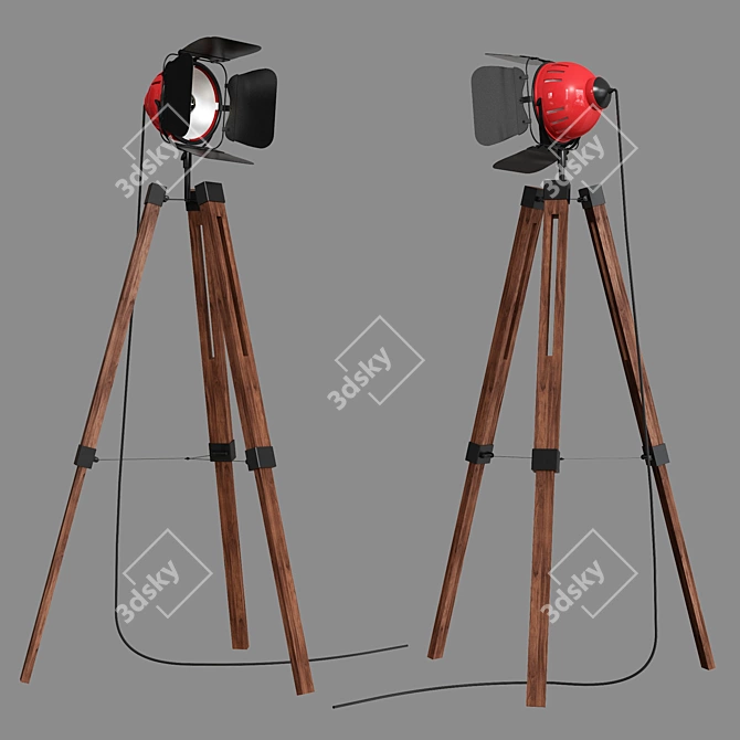 Vintage Retro Red Headlight LED Floor Lamp 3D model image 2