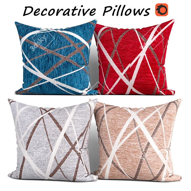 Luxurious Pillow Set - Set of 4 Decorative Pillows 3D model image 1