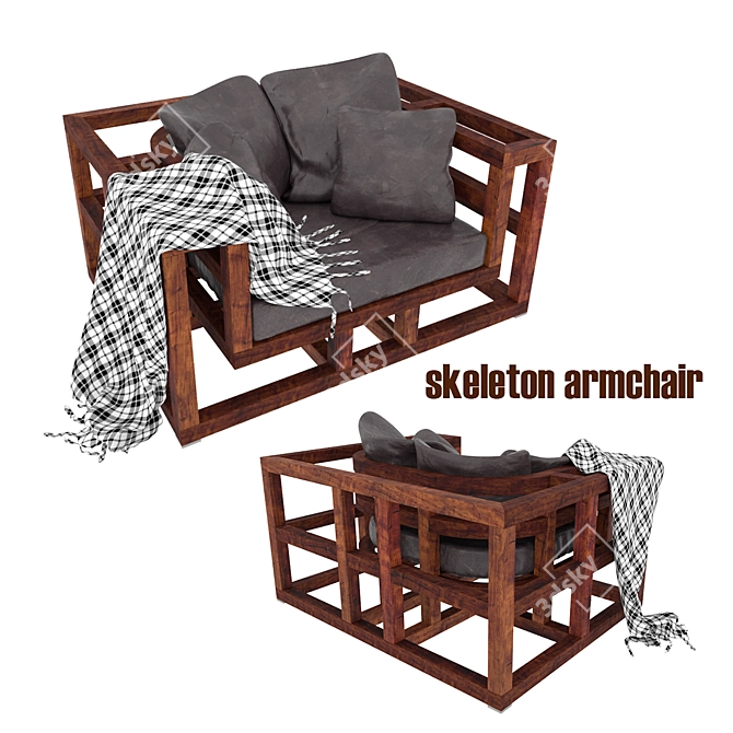 Elegant Skeleton Armchair 3D model image 1